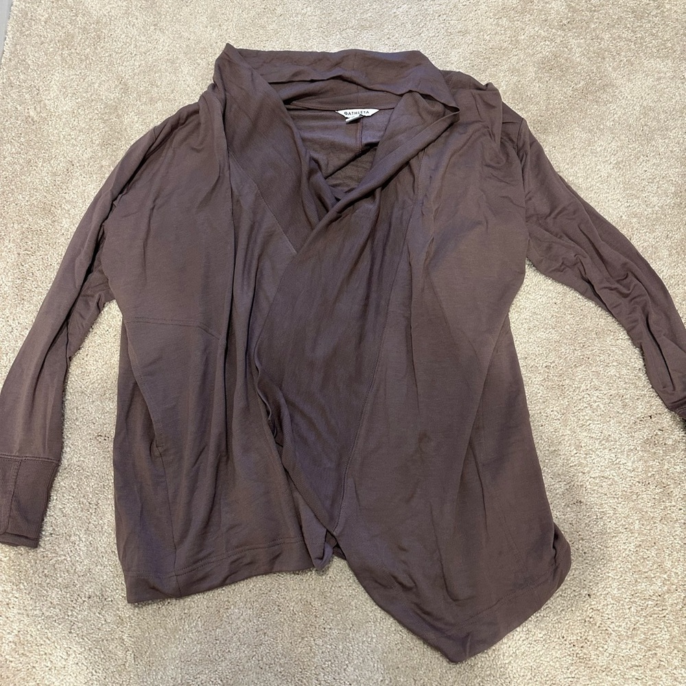 Athleta Pranayama Restore Wrap Cardigan Womens XL Purple Open Front NWT